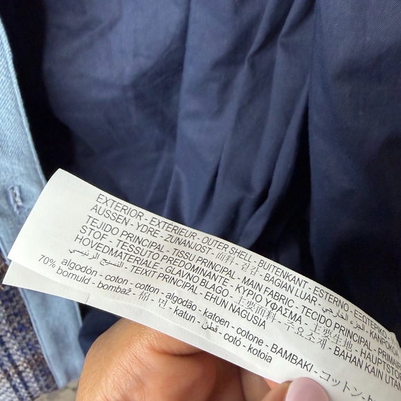 Zara Light Blue and Navy Plaid Tweed Cardigan Jacket size large - Picture 11 of 13